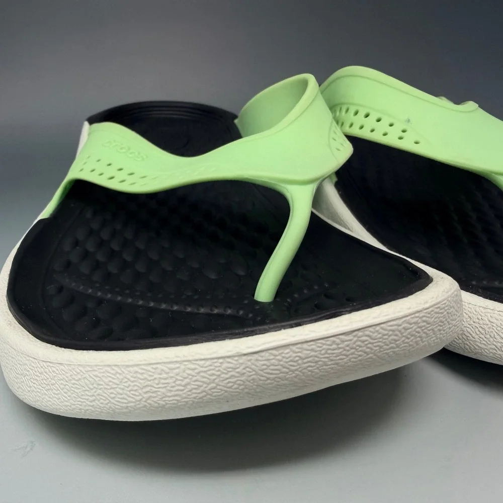 Crocs LiteRide Flip Flops Mens 10 Womens 12 Lime Green 205182 Sandals